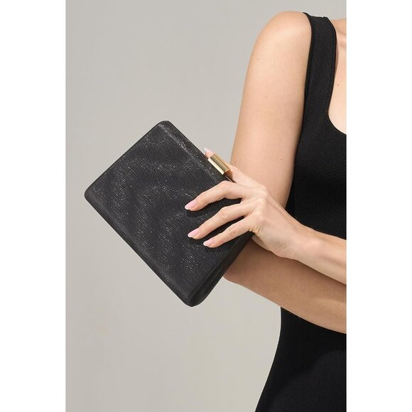 ⚡ Women's Detachable Chain Sparkly Evening Formal Parties Black Clutch Bag - Picture 8 of 9